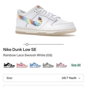 Nike Dunk Low SE White with Rainbow Swoosh